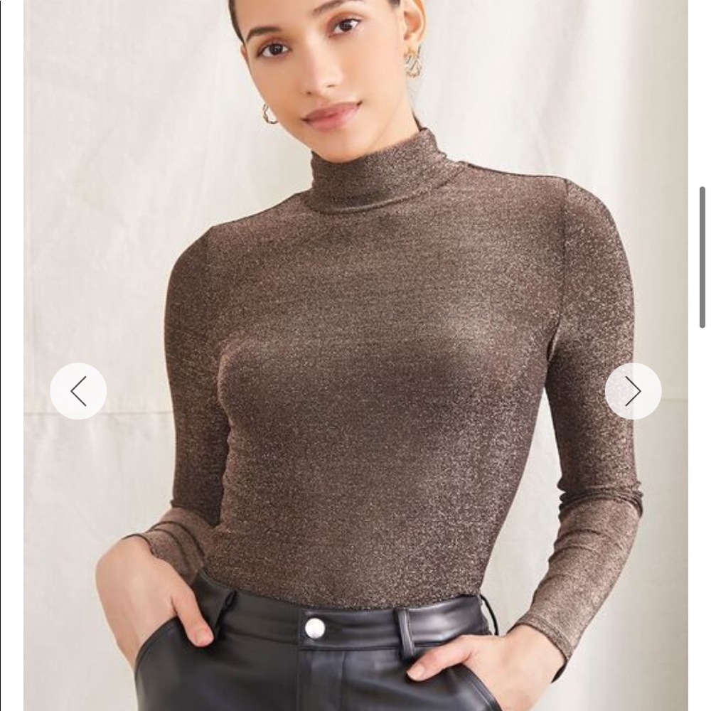 Glitter mock neck top